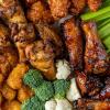 Chicken wings and fresh veggies