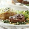 Seared Beef Tenderloin over Spinach with Gorgonzola Cream