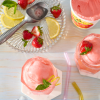 Lemonade Floats made with Kowalski's Lemonade and Kowalski's Strawberry Lemonade Sorbet